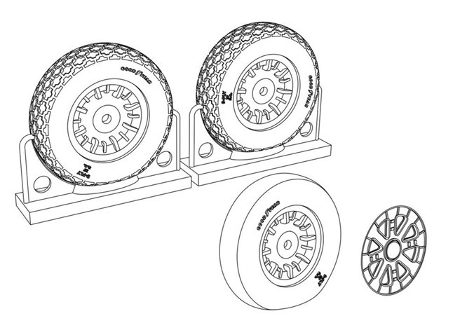 Brengun BRL48117 - 1/48 F4U Corsair Cross Thread Wheels Set - New