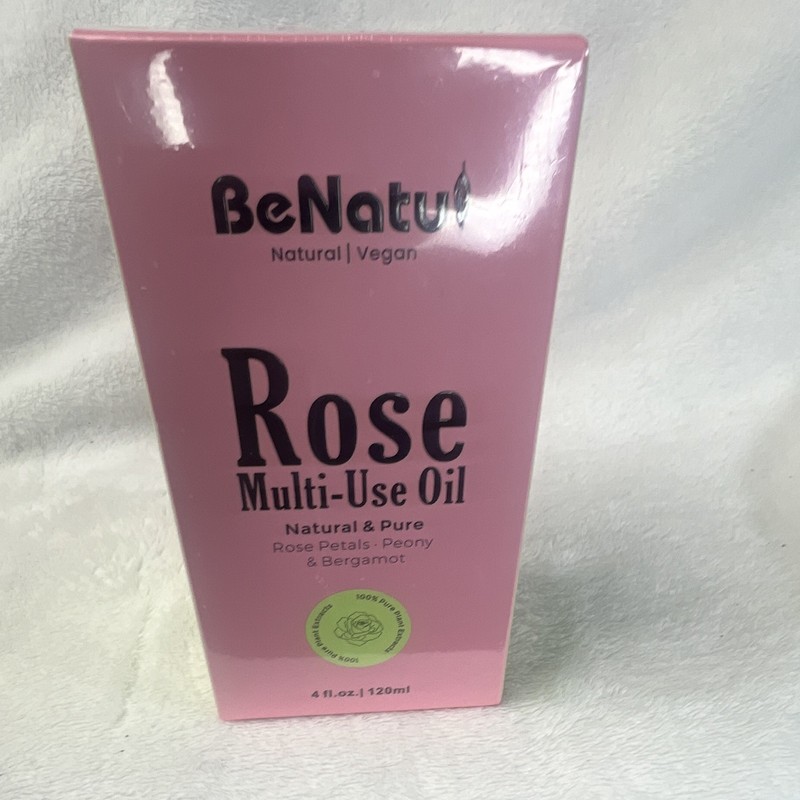 BeNatu Rose Multi-Use Massage Oil, Rose Scent, 4 fl oz, Vegan Natural