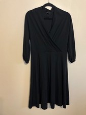 Ann Taylor women’s size 8 black 3/4 sleeve knit faux wrap v neck dress