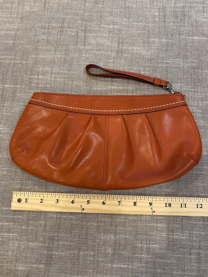 Coach Leather Ashley Clutch Purse Burnt Orange, 12 In Long, Slight Scuff On Back - Изображение 4 из 4