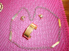 VTG. PRETTY GOLDTONE STRIPED-RECTANGULAR LINK/CHAIN NECKLACE/BRACELET/EARRINGS — photo 4
