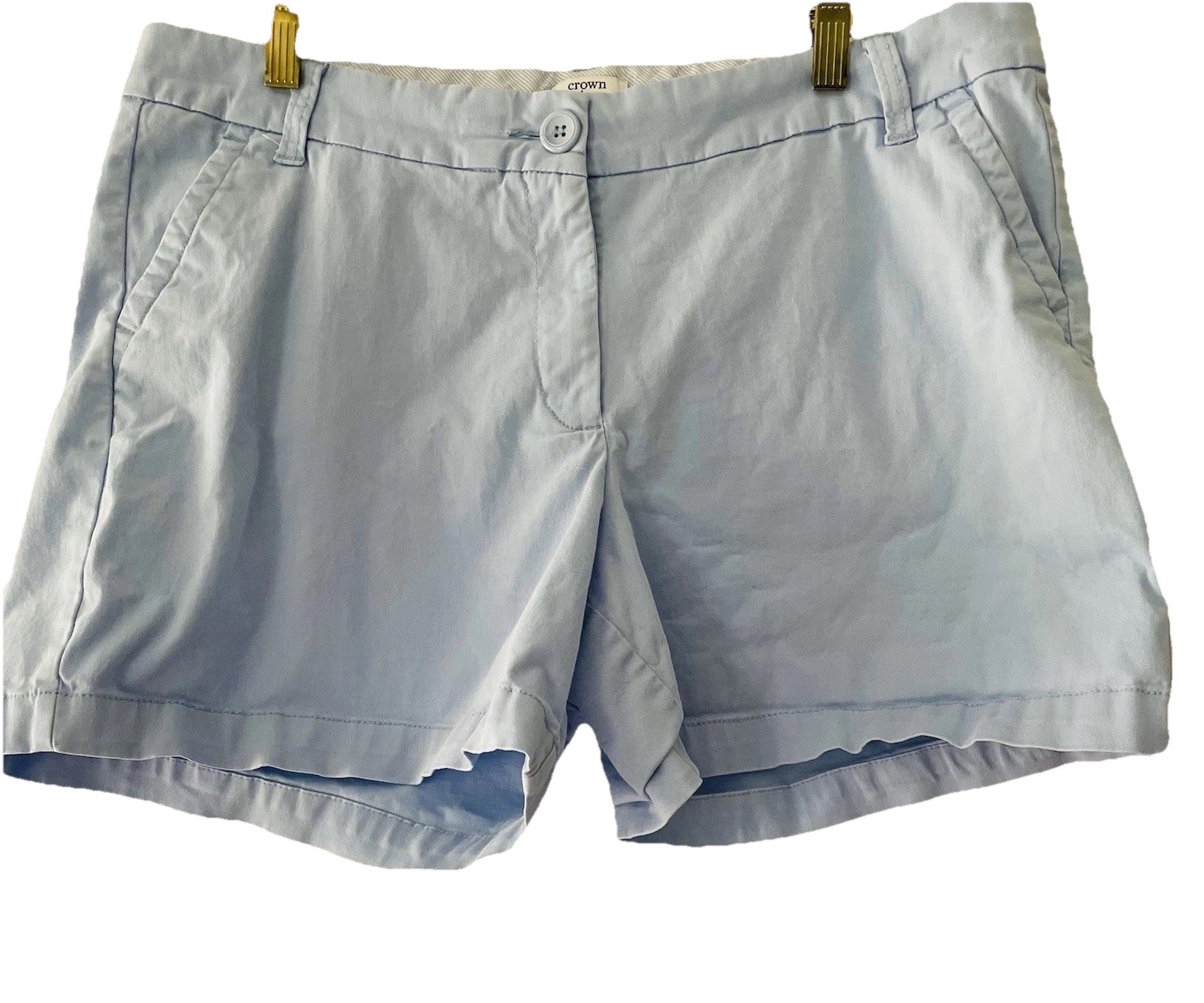 Crown & Ivy Caroline Women's Size 12 Light Blue Chino Preppy Shorts Logo
