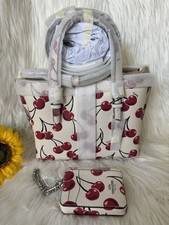 NWT Coach Mollie Tote Bag 25 Cherry Print   CY695  Coach Zip Card   Case CZ761