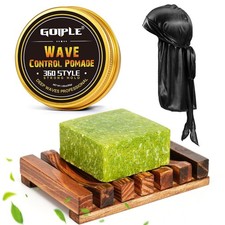 Wave Pomade Soap Shampoo Bar & Wooden Holder for Men - 360 Wave Greasy Strong Ho