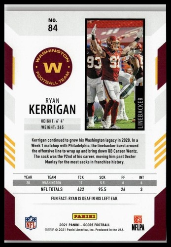 Score 2021 #84 Ryan Kerrigan - Foto 2 di 2