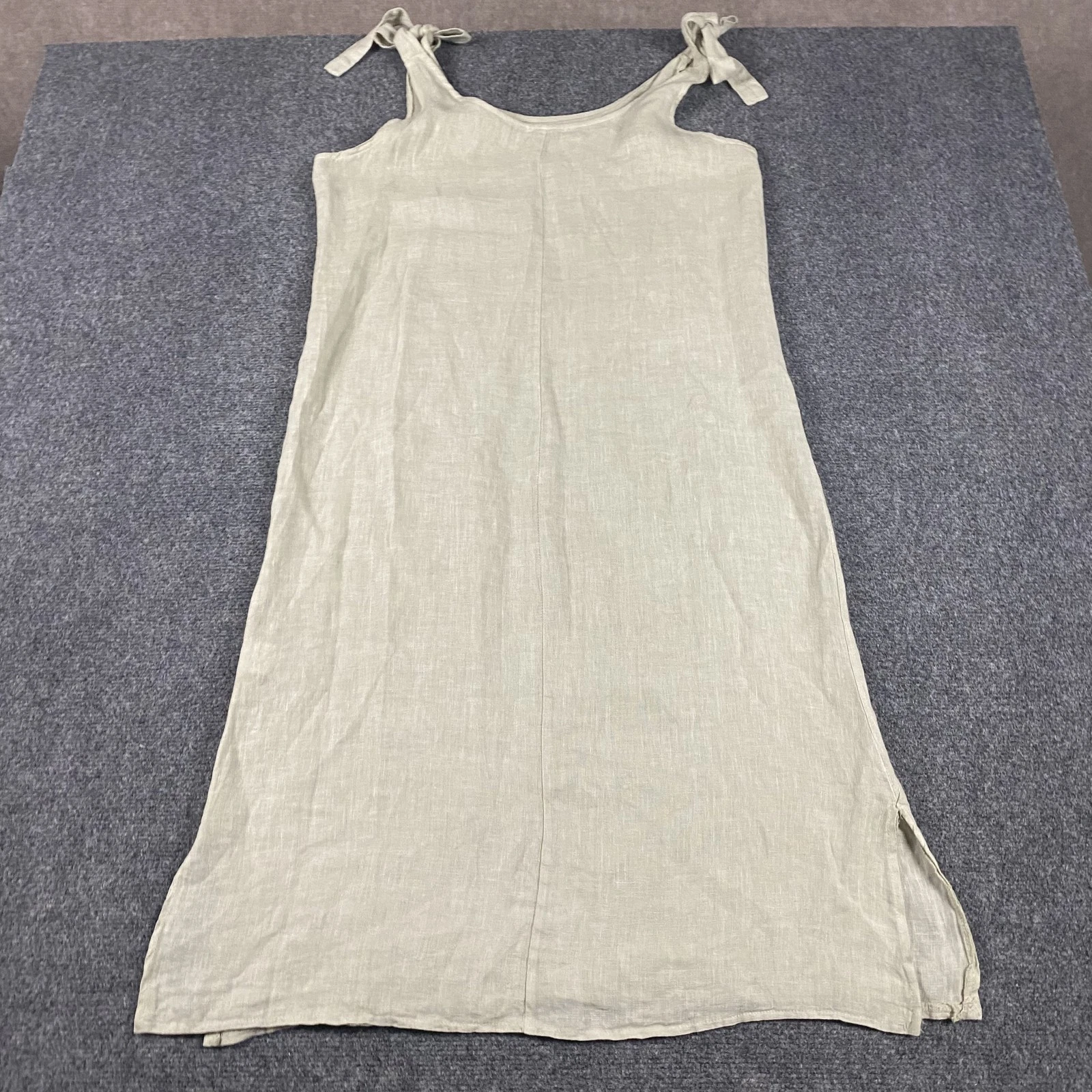 VALENTINO Valentina Naldi abito donna medio beige lino Italia smanicato midi estivo