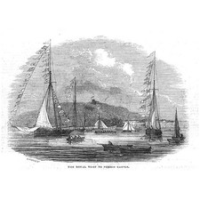 ISLE OF WIGHT The Royal Yacht at Norris Castle - Antique Print 1843