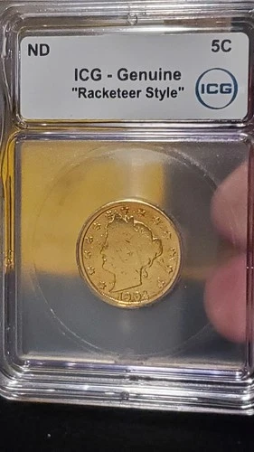 1904 Racketeer Style 5C Coin ICG-Genuine Certified 24kt Gold Plated Liberty V