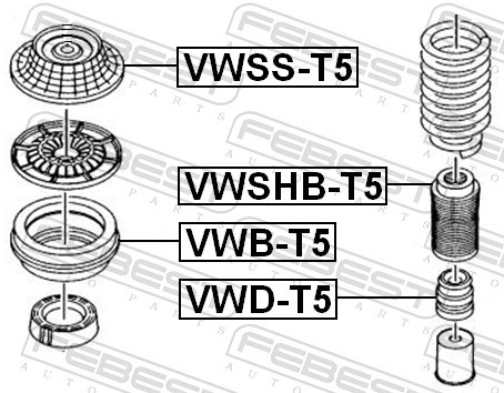 Fits FEBEST VWD-T5 FRONT SHOCK ABSORBER REBOUND VOLKSWAGEN TRANSPORTE ⭐UK Stock⭐