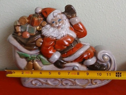 Vintage glasierter Weihnachtsmann Schlitten - Goodsell Molo Co. No. 368 - 9" x 12" Keramik - Bild 8 von 9