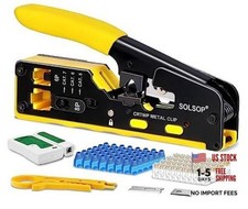 Pass Through RJ45 Crimp Tool Kit All-in-One Ethernet RJ45 Crimper Set Yellow-A