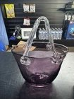 VINTAGE Murano Style Glass PURSE VASE Purple Handblown Handbag