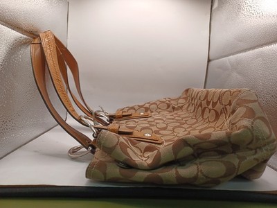 Pre-Owned Coach Soho Signature Shoulder Bag W/ Leather Trim-Brown
