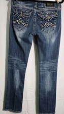 Miss Me Jeans Mid Rise Easy Boot Size 28 Embellished Flap Pockets See Desc