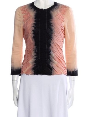Prada Tie-Dye Ombre Hook and Eye Closure 3/4 Sleeve Top Size 42 (L)