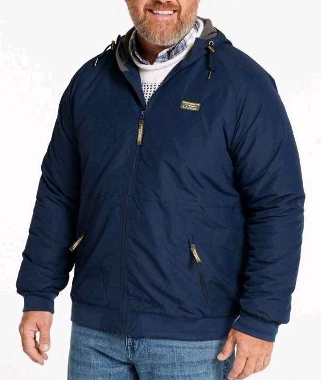 Coat Navy Blue Fleece Lined Nylon Hood