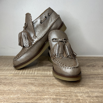 Aerosoles MARTHA STEWART SHIRLEY Silver Bronze Tassel Mocs Fleece lined Sz 