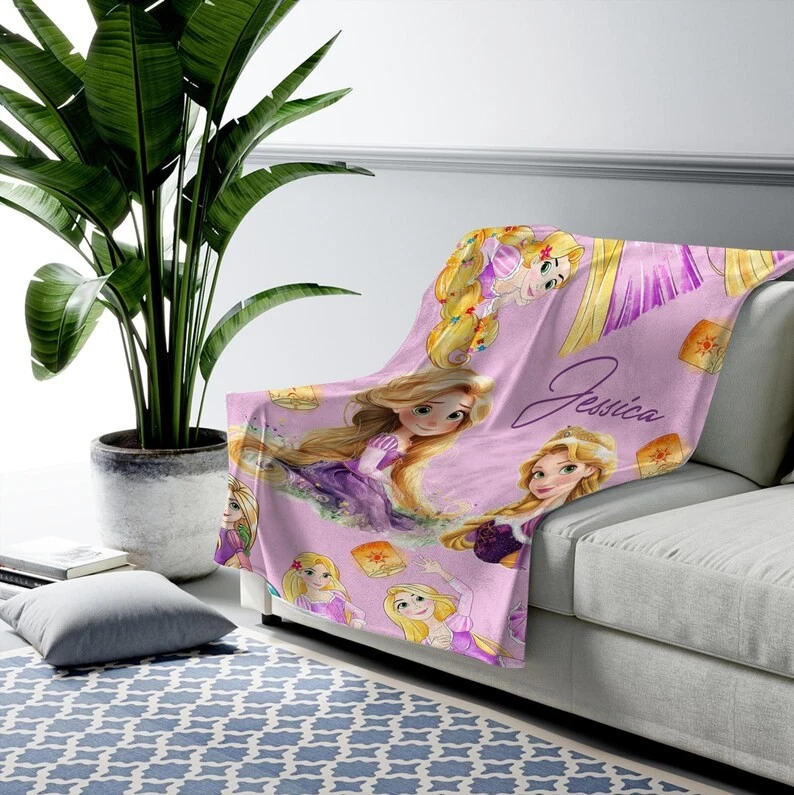Disney Tangled Rapunzel Baby Version Pink Watercolor Customize Fleece Blanket