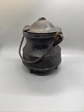 Antique Cauldron Cast Iron Fire Starter Smudge Pot handle 6.5x5.5”