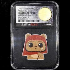 2025 1/2 OZ SILVER CHIBI WICKET EWOK ✪ 1/10 GOLD DEATH STAR ✪ WARS NGC PF-70 1699.90 per troy oz