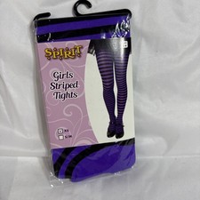 Spirit Halloween Girls Striped Tights Purple Black Child XS Costume Brand New