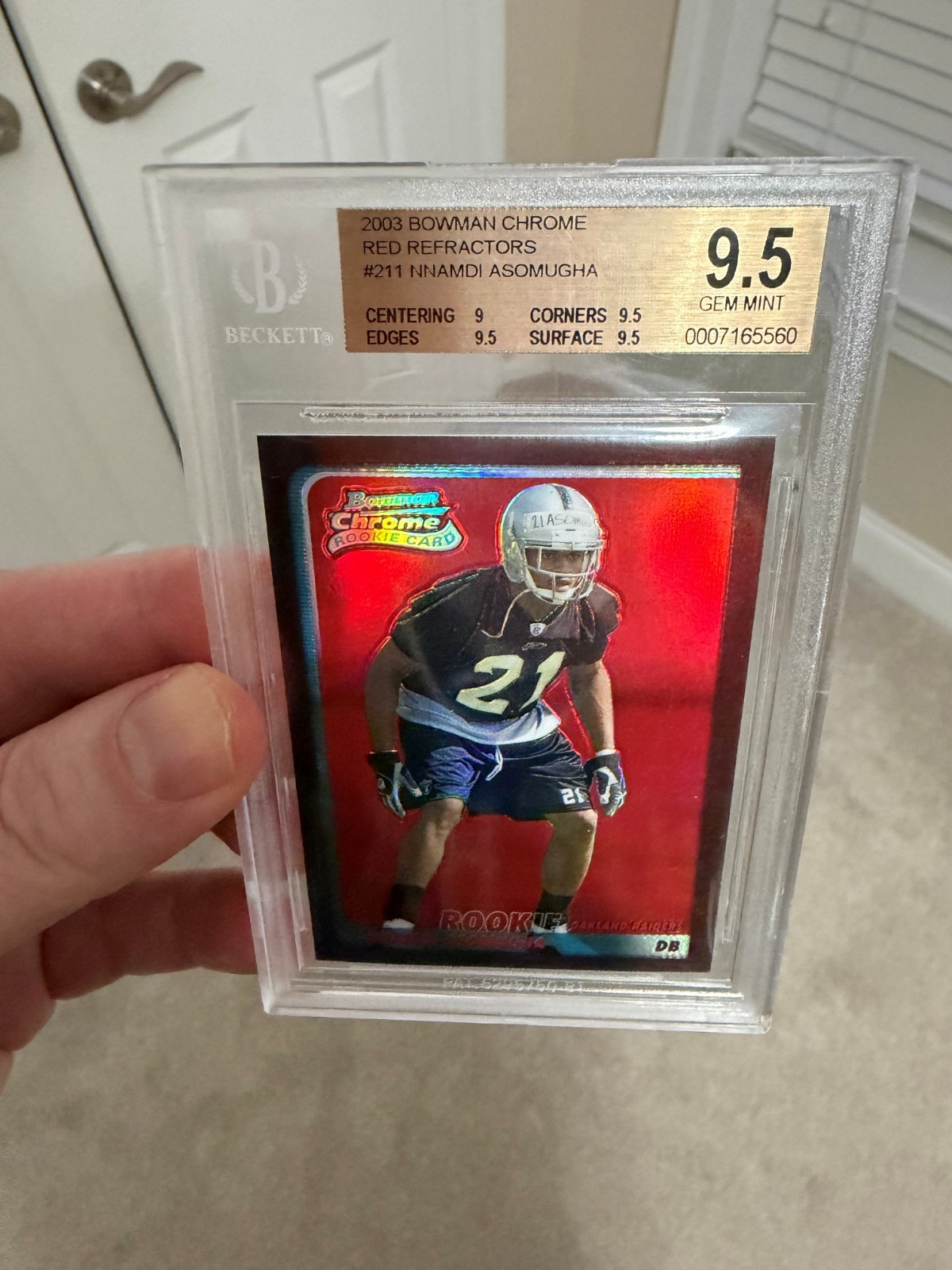 Nnamdi Asomugha Bowman Chrome #211 Red Refractor