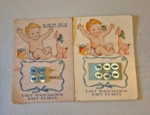 Lady Washington Baby Pearls Size 12 Buttons 2 Cards 10 Total Buttons 