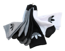 Adidas Mens Crew Cushioned 3 Pairs- Socks, Black/Gray/White, SZ : 6-12