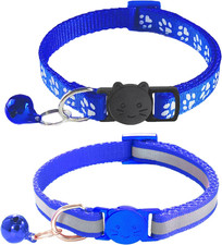 2 Pack Breakaway Cat Collars with Bells, Reflective Design and Claw Print