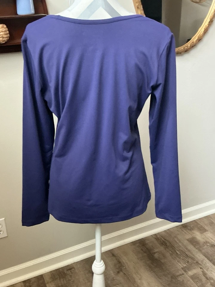 Женский топ Merrell Opti-Wick фиолетовый с V-образным вырезом с длинным рукавом размер средний - Изображение 4 из 4