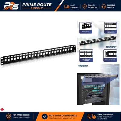 24-Port Blank Keystone 1U Patch Panel - Sturdy Metal Rackmount, NDAA Compliant