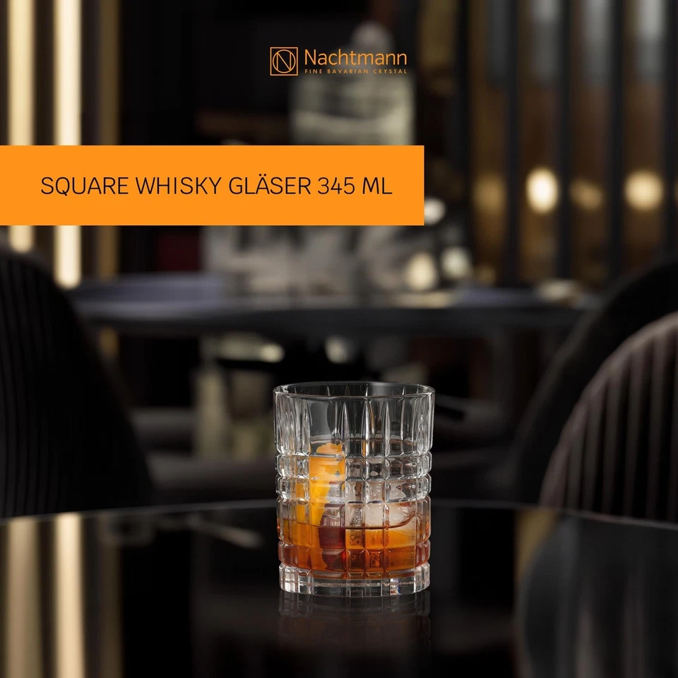 Vaso de whisky Nachtmann cuadrado 11 OZ (juego de 4) - cristal doble antiguo... Foto 2 de 4