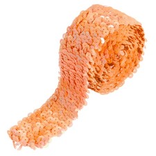 2.2 Yards 2 Inch Elastic Sequins Trim 5 Row Flat Sequin Strip Orange