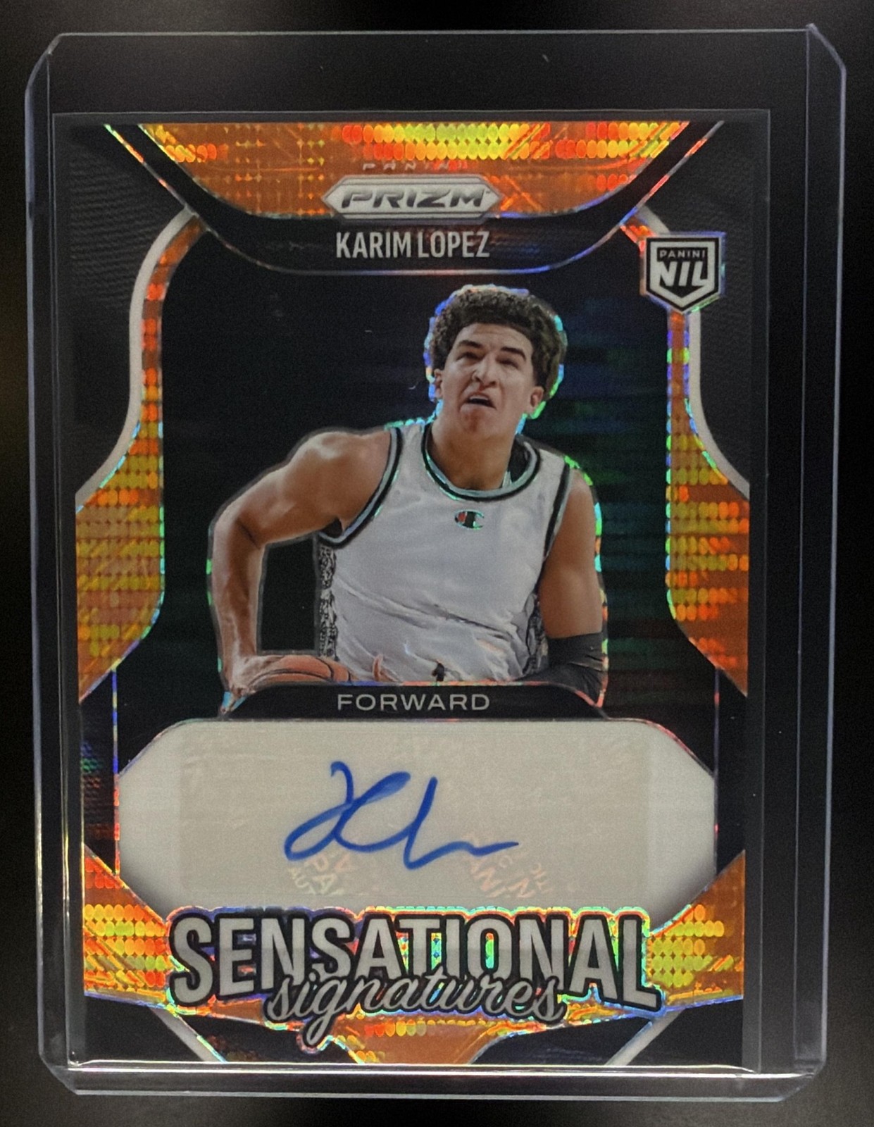2025 Panini Prizm Karim Lopez Sensational Signatures Orange Pulsar /149 Auto