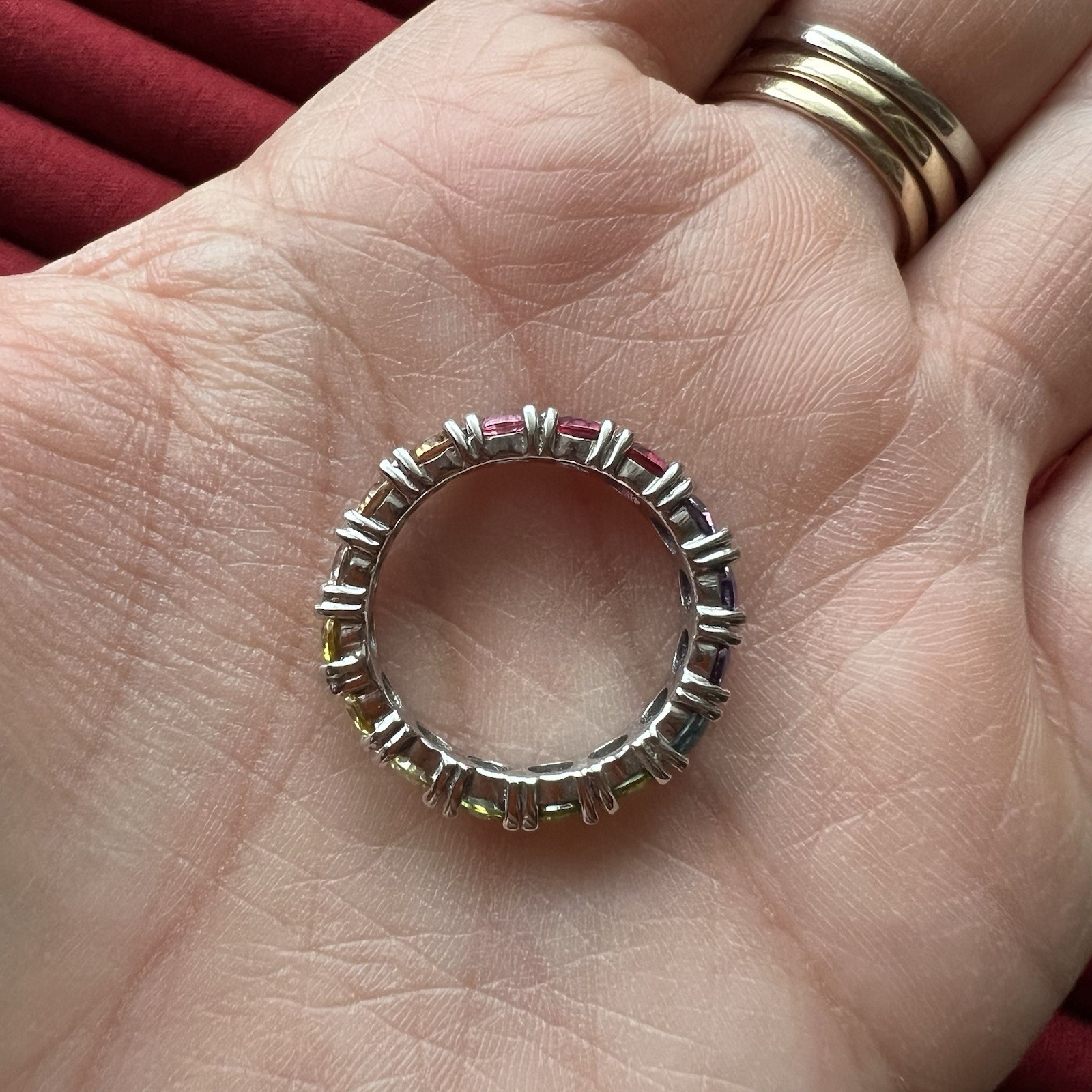 925 Rainbow Colored Stone Infinity Ring - Size 7 - image 9