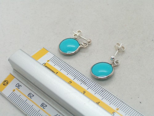 Orecchini pendenti in ARGENTO 925 con Neolite (Turchese ricomposto) -Pietra Dura - Foto 5 di 5
