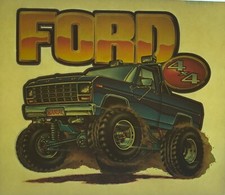Original Vintage Ford 4x4 Truck Maniac Iron On Transfer