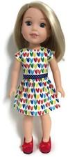 Tulip Print Dress for 14 1/2 inch Wellie Wishers Doll Clothes Girl