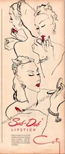 Coty Sub Deb Lipstick Print Ad Ephemera Wall Art Decor by Eric Vintage 1943