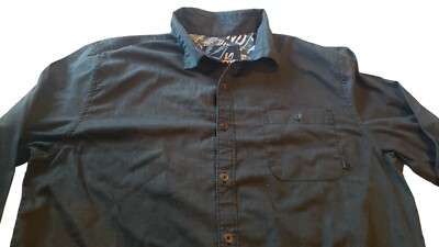 Amplify Men's Long Sleeve Shirt Dar Gray Button Up Size Large Trendy Designer