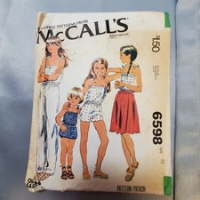 McCalls Vtg Pattern 6598 Girls Jumpsuit Romper Wrap Skirt Quick CUT Sz 10 1979