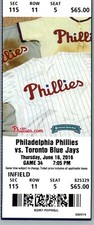 Toronto Blue Jays vs Philadelphia Phillies 6/14/2016 Ticket Jerad Eickhoff