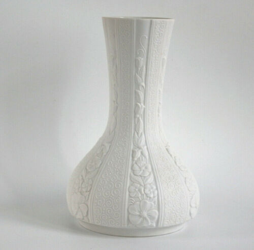 OpArt Weiße Vase Edelstein Bavaria ca 23cm hoch Bisquit gemusterte Struktur - Bild 1 von 5