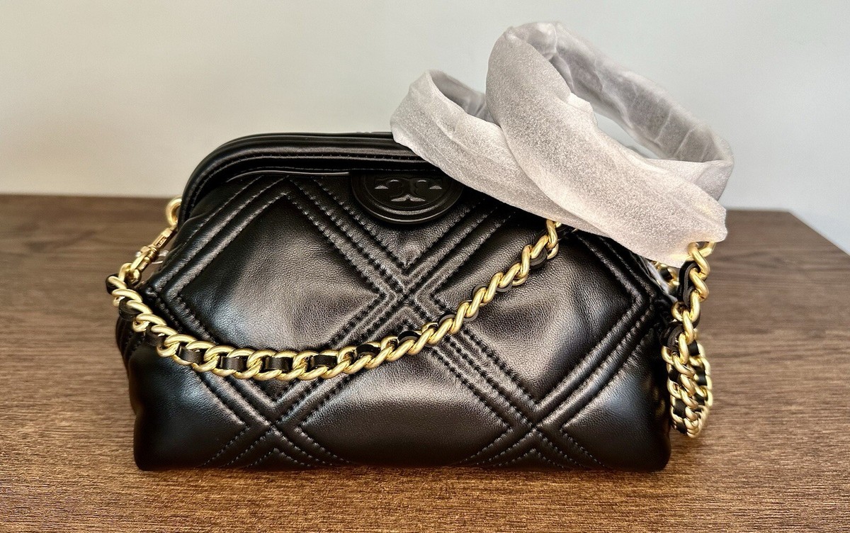 New Tory Burch Fleming Soft Small Frame Crossbody in Black