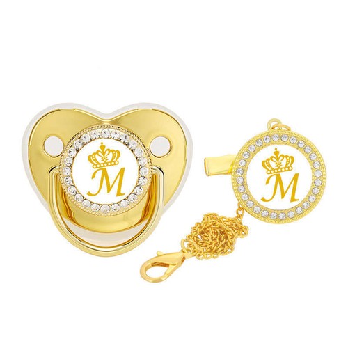 Crown 26 Letters Baby Spot Drill Pacifier Baby Golden Soothing Baby Pacifier - Picture 26 of 39