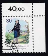GERMANY 1983 - Corner Stamp Christoph Martin Wielan Cat. Mi 1183 Sn 1401 Yt 1015