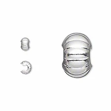 50 Silver Plated Corrugated Crimp Bead Covers 5MM