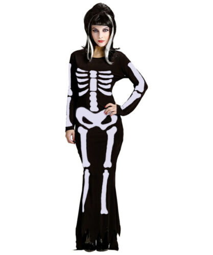 Ladies Skeleton Skeleton Costume Tube Dress Womens Halloween Fancy Dress Costume - Picture 1 of 1