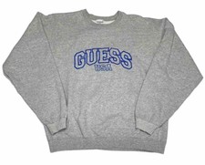 Vtg Guess USA 90s Crewneck Embroidered Sweatshirt Gray Adult Sz Large USA Made