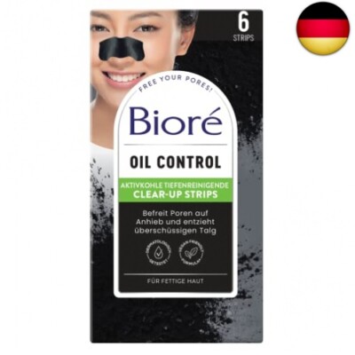 Biore 6 Tiefenreinigende Aktivkohle Clear-Up-Strips - 1 X 6 Nasenstrips -